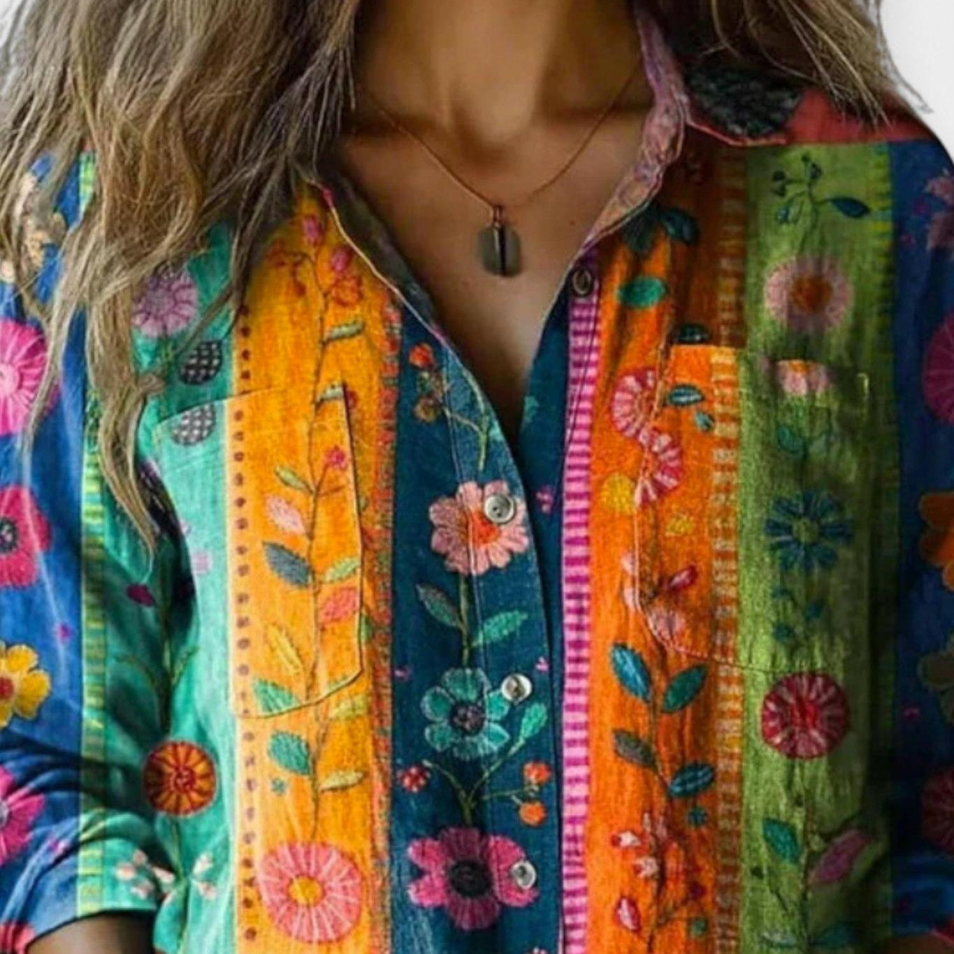 Mille | Vintage mønsterbluse